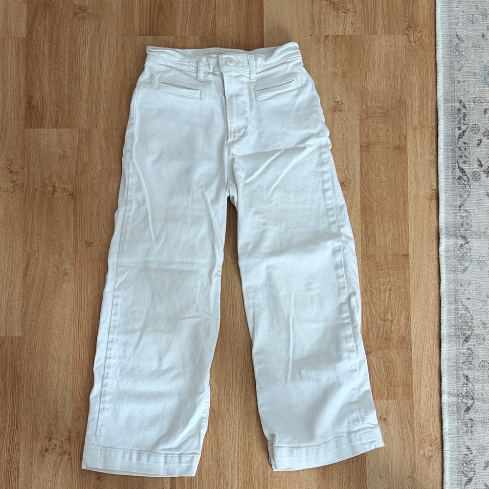Levi's White Ribcage Wide Leg Crop Ankle & Cropped Jeans